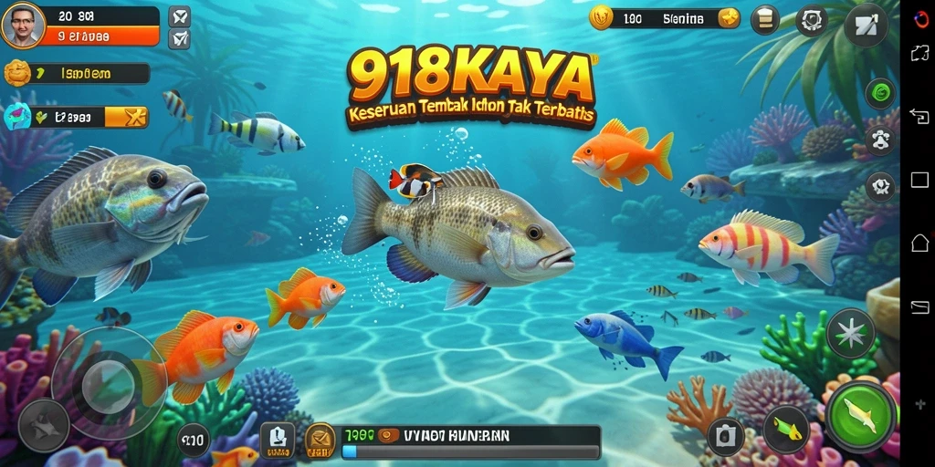 Screenshot gameplay 918KAYA yang menampilkan aksi tembak ikan yang seru.