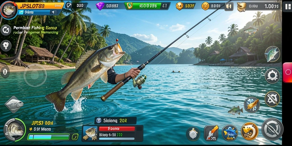 Screenshot gameplay JPSLOT88 menampilkan aksi memancing yang seru.