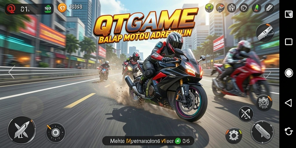 Tampilan permainan balapan motor yang mendebarkan dan realistis.
