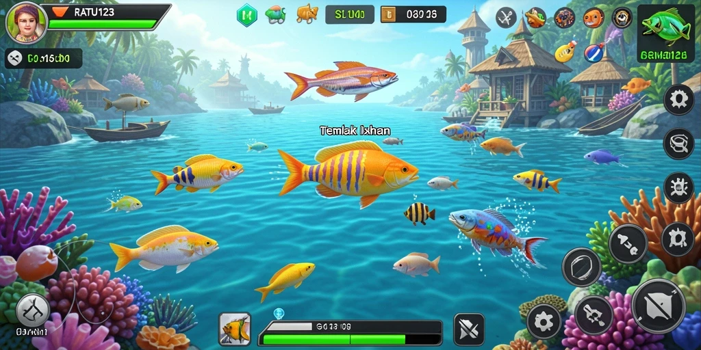 Tampilan gameplay seru dalam game Tembak Ikan RATU123.