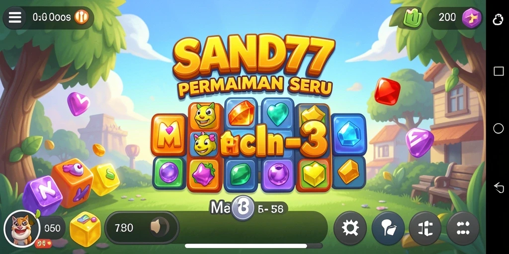 Screenshot gameplay SAND77 menampilkan keseruan mencocokkan elemen Match-3.