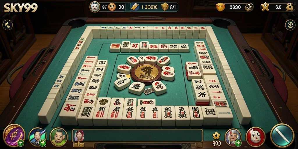 Tampilan gameplay Mahjong yang menarik dan seru di SKY99.