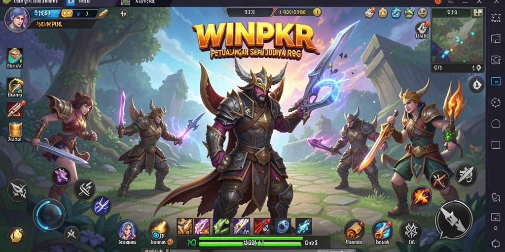 Tangkapan layar WINPKR menunjukkan aksi seru dalam pertarungan RPG.