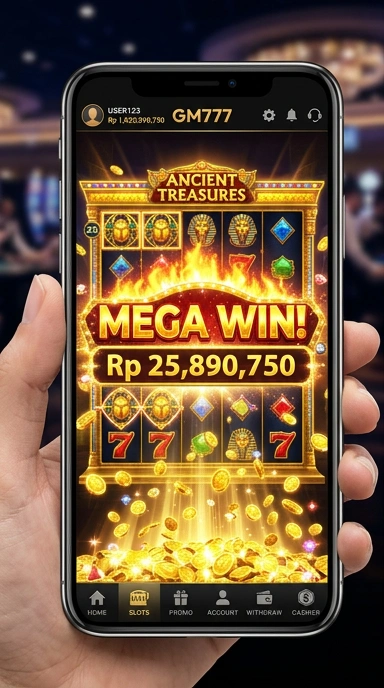 Screenshot aplikasi gm777 dengan antarmuka yang menarik.